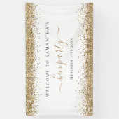 Gold Glitter Name Date Welkom bij Hen Party Spandoek (Verticaal)