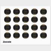 Gold Glitter Name Hen Party Black Hartelijk dank Ronde Sticker (Vel)