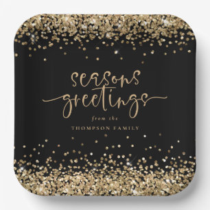 Gold Glitter Name Kerstmis Greetings Papieren Bordje