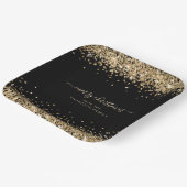 Gold Glitter Name Merry KerstBlack Papieren Bordje (Gebogen)