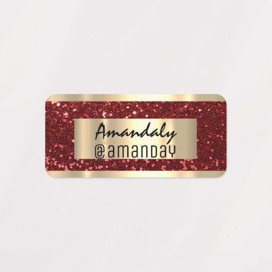 Gold Glitter Name Promotion Product Red Labels (Design 1)