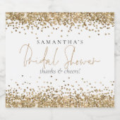 Gold Glitter Name Script-Vrijgezellenfeest Sparkling Wijnetiket (Enkel label)