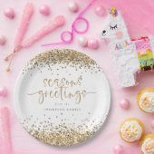 Gold Glitter Name Seasons Greetings Kerstmis Papieren Bordje (Feest)