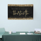 Gold Glitter Name Welkom Dertigste Party Black Spandoek (Beurs)