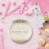 Gold Glitter Names Cream Engagement Party Papieren Bordje (Feest)