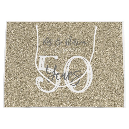 Gold Glitter Names vieren 50 jaar Jubileum Groot Cadeauzakje (Voorkant)