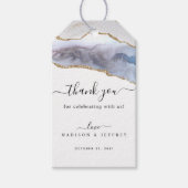 Gold Glitter & Navy Blue Agate Weddenschap Harteli Cadeaulabel (Voorkant)