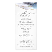 Gold Glitter & Navy Blue Agate Wedding Program Reclamekaart (Achterkant)