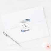 Gold Glitter & Navy Blue Agate Wedding Vierkante Sticker (Envelop)
