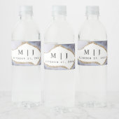 Gold Glitter & Navy Blue Agate Wedding Waterfles Etiket (Flessen)