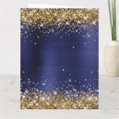 Gold Glitter Navy Blue Big Happy Birthday Kaart (Achterkant)