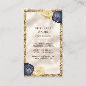 Gold Glitter Navy Blue Cake Balloons Event Planner Visitekaartje (Achterkant)