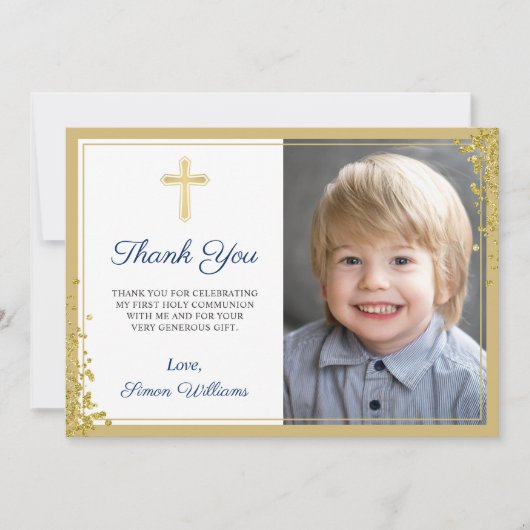 Gold Glitter Navy Blue Community Hartelijk dank Bedankkaart (Voorkant)