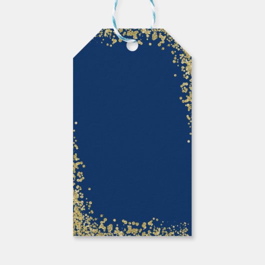 Gold Glitter Navy Blue First Heilige Communie Cadeaulabel (Achterkant)