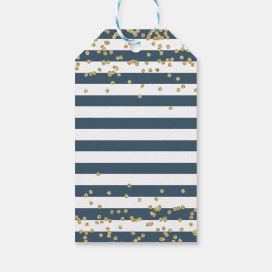 Gold Glitter Navy Blue First Heilige Communie Cadeaulabel (Achterkant)