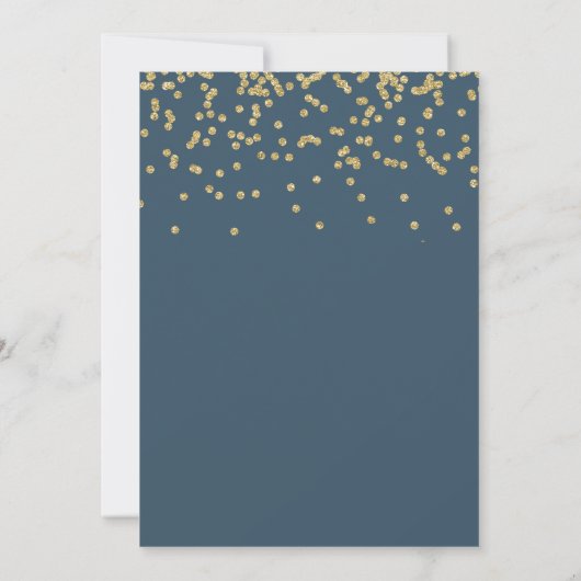Gold Glitter Navy Blue First Heilige Communie Kaart (Achterkant)