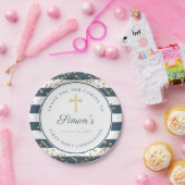 Gold Glitter Navy Blue First Heilige Communie Papieren Bordje (Feest)