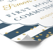 Gold Glitter Navy Blue First Heilige Communie Poster (Hoek)