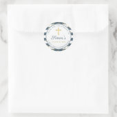 Gold Glitter Navy Blue First Heilige Communie Ronde Sticker (Tas)