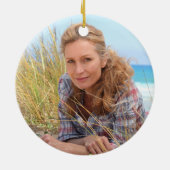 Gold Glitter Navy Blue Foil 40th Birthday Photo Keramisch Ornament (Achterkant)