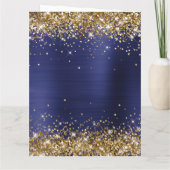 Gold Glitter Navy Blue Folie Big Merry kerst Kaart (Achterkant)