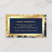 Gold Glitter Navy Blue Marble Makeup Artist Visitekaartje (Achterkant)