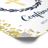 Gold Glitter Navy Blue Wreath-bevestiging Welkom Poster (Hoek)