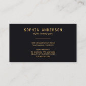 Gold Glitter Navy Green Agate & Signature Script Visitekaartje (Achterkant)