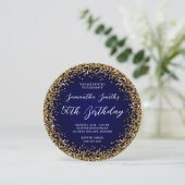 Gold Glitter Navy Ombre 50th Birthday Kaart (Staand voorkant)