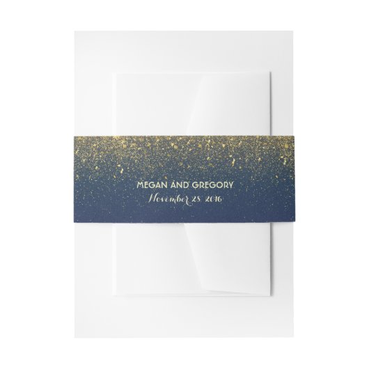 Gold Glitter Navy Vintage Wedding Uitnodigingen Wikkel (Voorkant Voorbeeld)