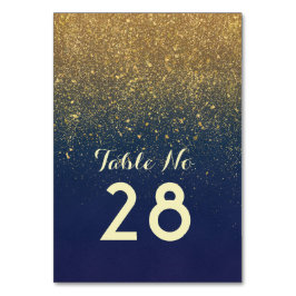 Gold Glitter Navy Wedding Table Number Kaart
