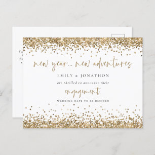 Gold Glitter New Adventures Verloving kondigt aan Briefkaart