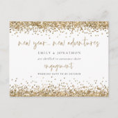 Gold Glitter New Adventures Verloving kondigt aan Briefkaart (Voorkant)