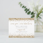 Gold Glitter New Adventures Verloving kondigt aan Briefkaart (Staand voorkant)