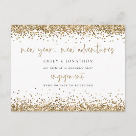 Gold Glitter New Adventures Verloving kondigt aan Briefkaart