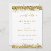 Gold Glitter New Year Eve Party Save the Date card Kaart (Voorkant)