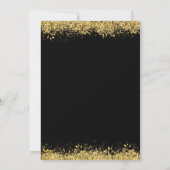 Gold Glitter New Year Party Black Save Date card Kaart (Achterkant)