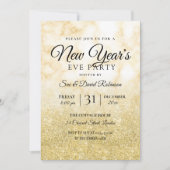 Gold Glitter New Years Eve Party marmer Kaart (Voorkant)