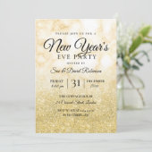 Gold Glitter New Years Eve Party marmer Kaart (Staand voorkant)