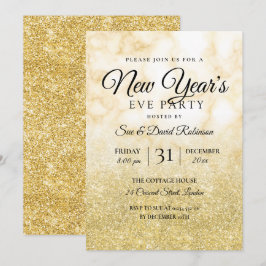 Gold Glitter New Years Eve Party marmer Kaart
