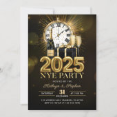 Gold Glitter Nieuwjaarsfeest 2025 Kaart (Voorkant)