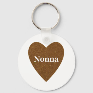 Gold Glitter Nonna Heart Sleutelhanger