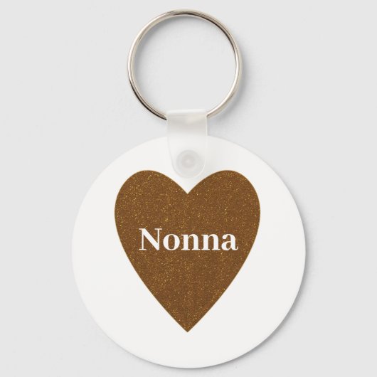 Gold Glitter Nonna Heart Sleutelhanger (Voorkant)