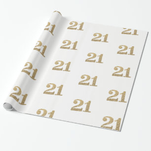 GOLD GLITTER NUMBER glamoureuze verjaardag Cadeaupapier