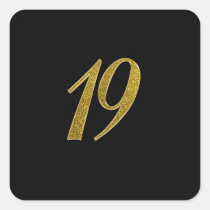Gold Glitter-nummer 19 Vierkante Sticker