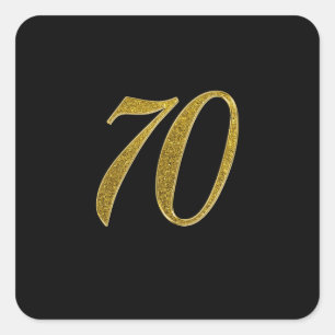 Gold Glitter-nummer 70 Vierkante Sticker
