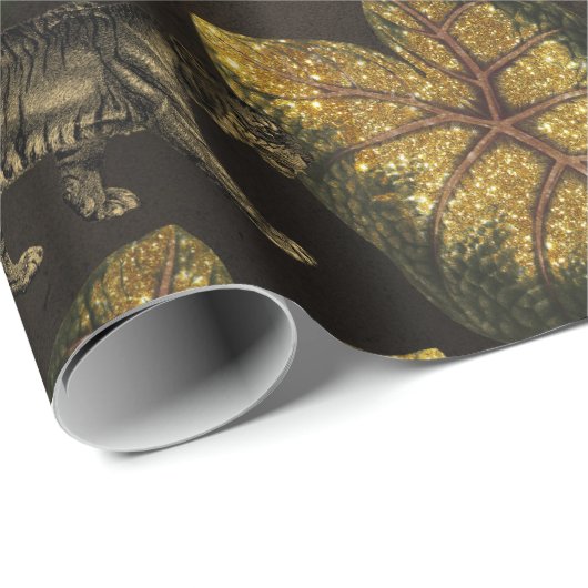 Gold Glitter Oerwoud Tiger Pattern Cadeaupapier (Rol Hoek)