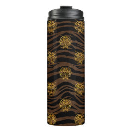 Gold Glitter Oerwoud Tiger Pattern Thermosbeker
