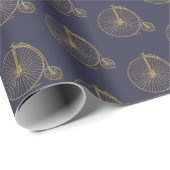 Gold Glitter Old Fashioned Unicycle Line Tekening Cadeaupapier (Rol Hoek)