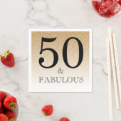 Gold Glitter Ombre 50 en Fabulous 50th Birthday Servet (Insitu)
